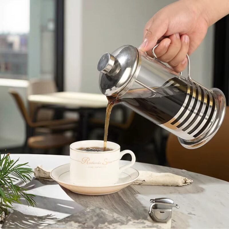 French Press për Kafe & Çaj – Inoks + Qelq Rezistent thumbnail 3