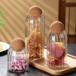 Set Kavanozë Qelqi me Kapak Druri