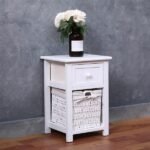 Komodinë Druri me Sirtar & Shportë - Figura 3