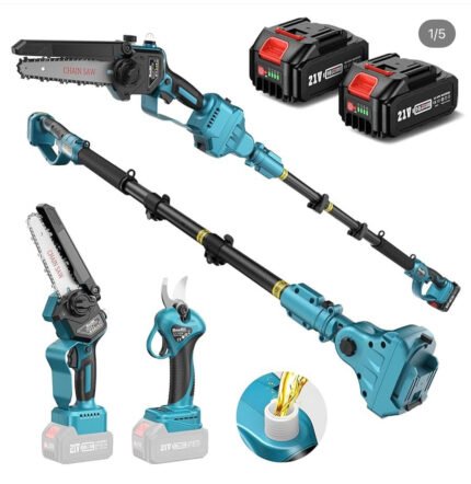 Set sharrë elektrike me krah teleskopik dhe prerëse 21V