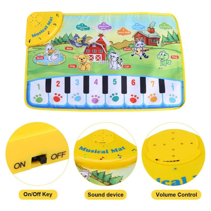 Tapet Muzikor me Kafshë & Piano për Fëmijë