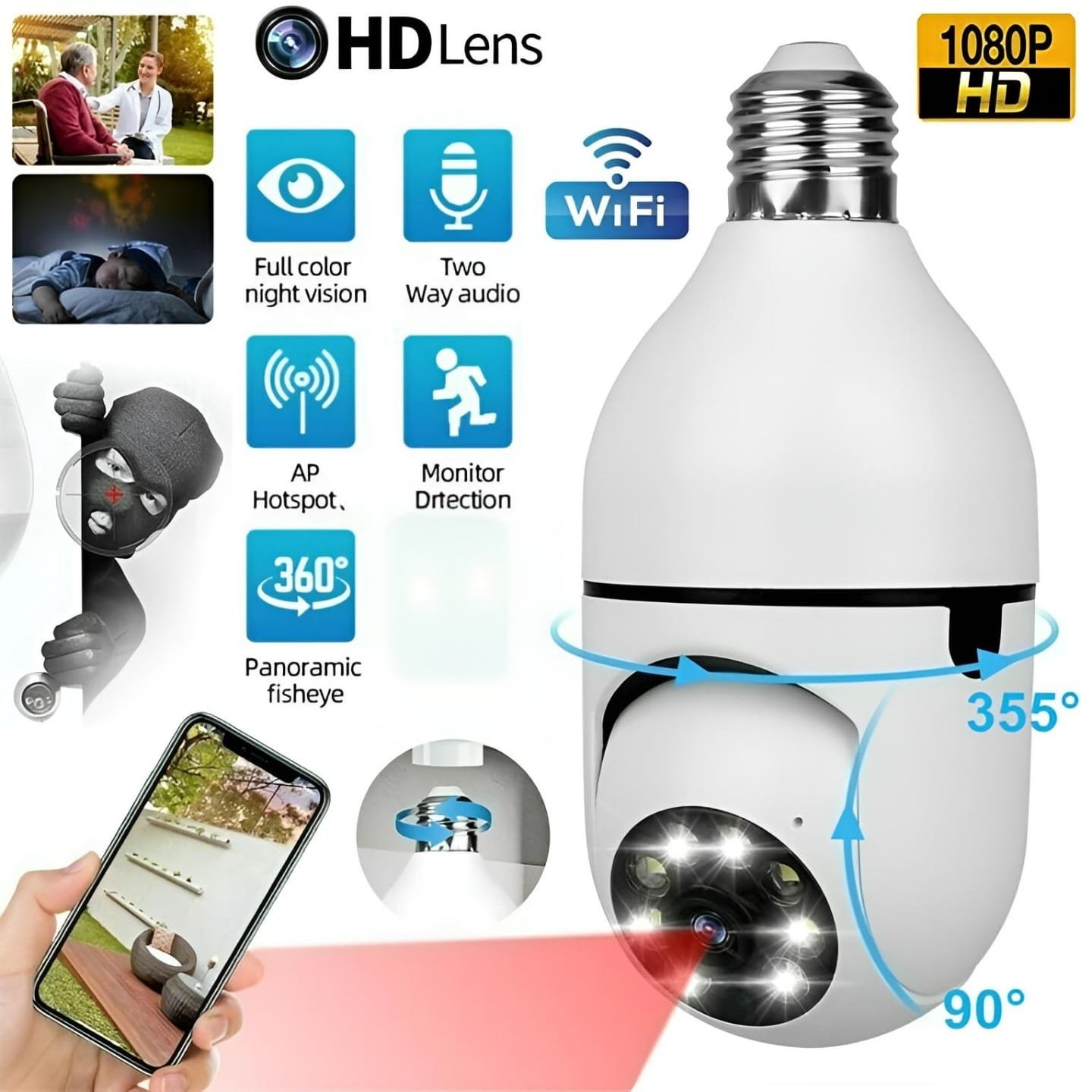 IMG_3067 Kamerë Sigurie në Formë Llambi 360° WiFi - Figura 1