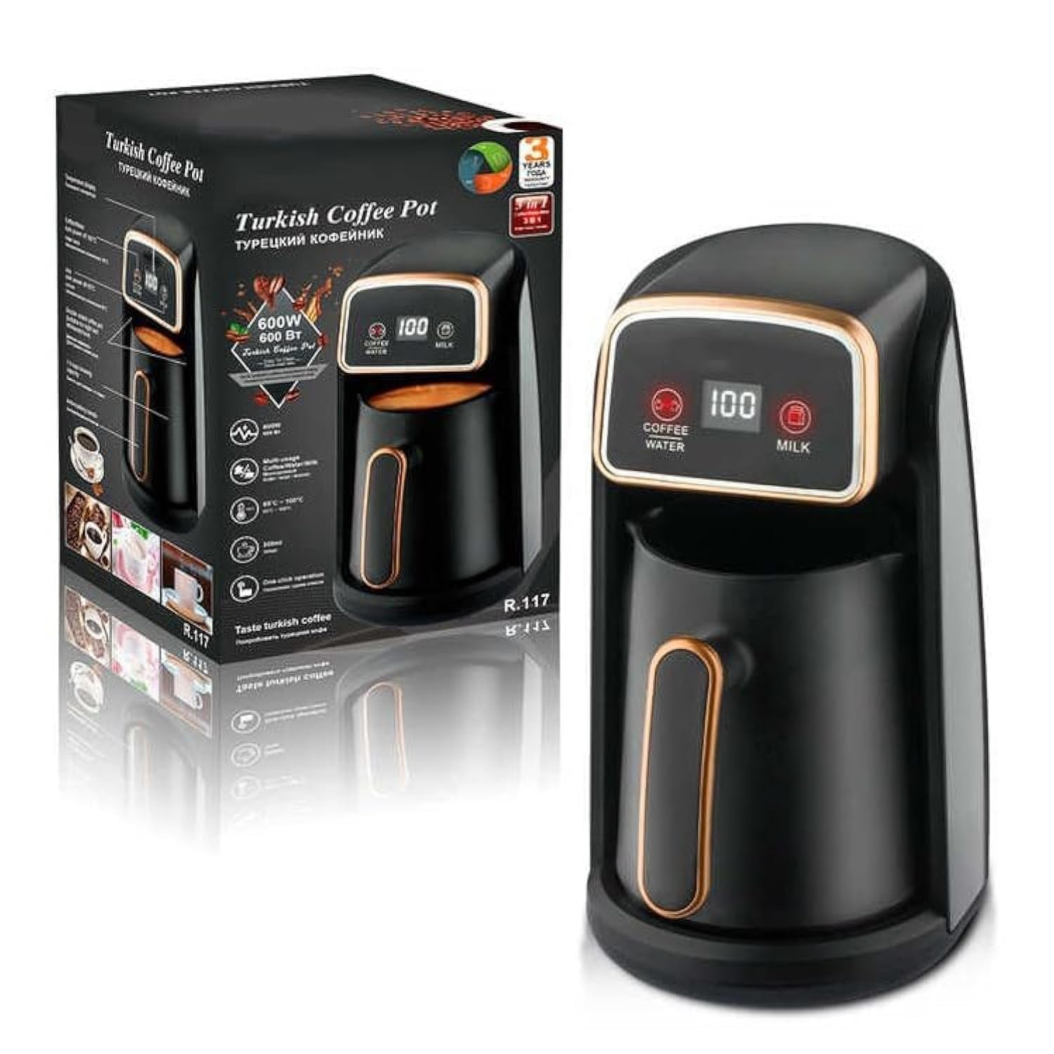 IMG_0069 Aparat 3n1 për kafe, ujë dhe qumësht RAF 600W - Figura 1