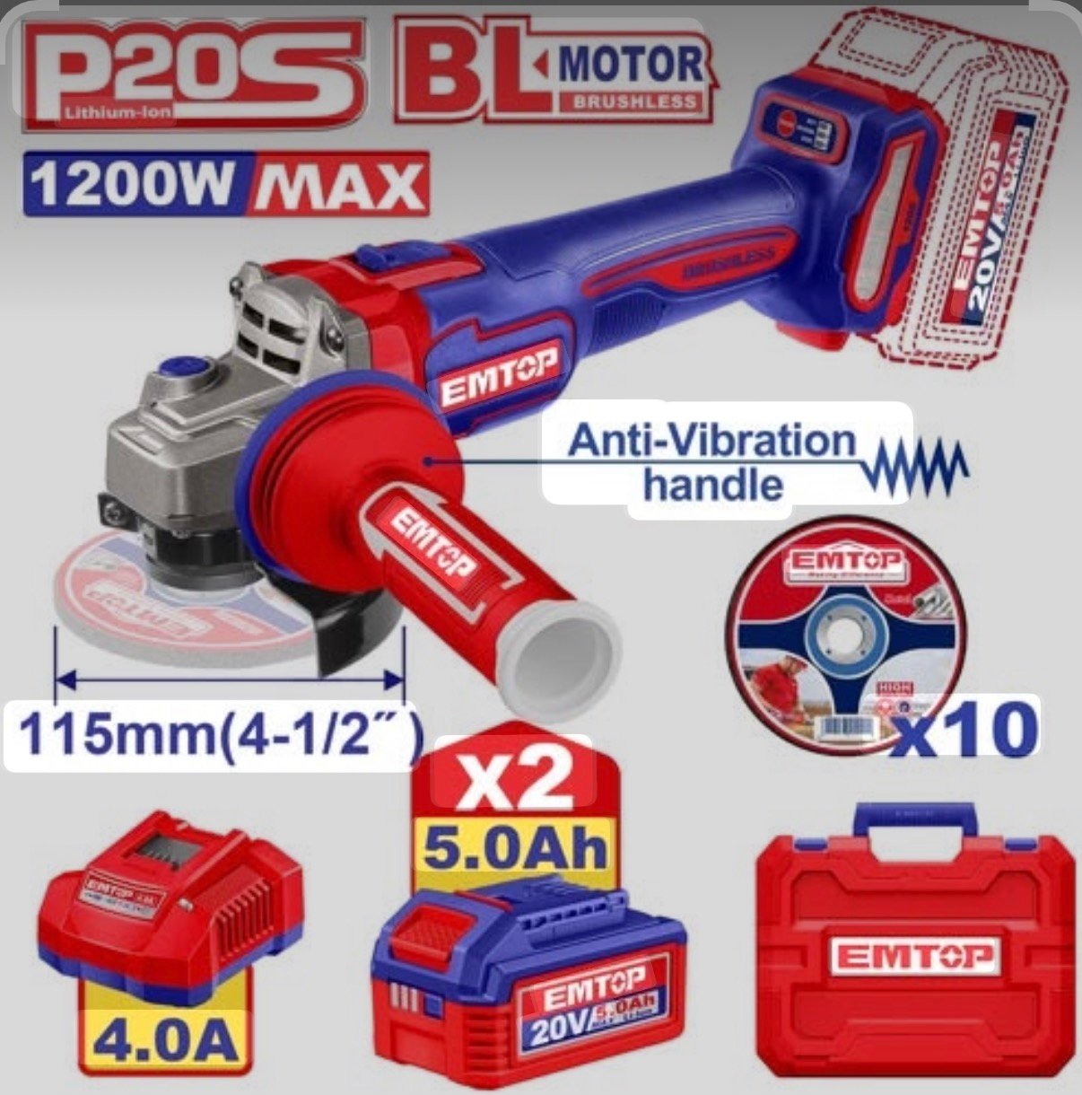 Screenshot Fleks Profesional me Bateri EMTOP 20V 1200W - Figura 1